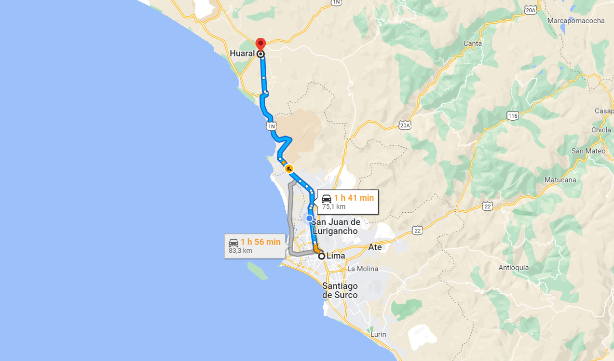como-llegar-huaral ruta-huaral